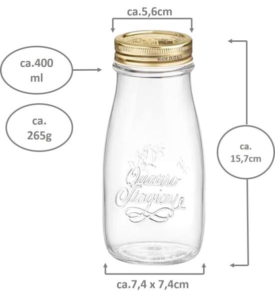 Glas Flaschen Quattro Stagioni 400ml - 12 Stück - Smoothieglas